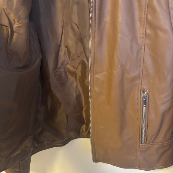 Apt. 9 Faux Leather Moto Motorcycle Jacket Coat Chestnut Brown Womens Size M - Picture 5 of 6